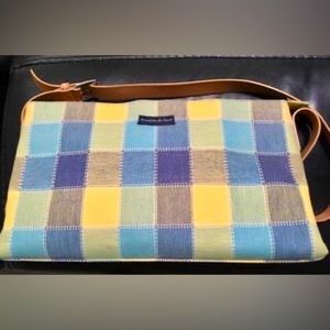 Preston & York-Pastel Plaid Shoulder bag, Cotton/Leather